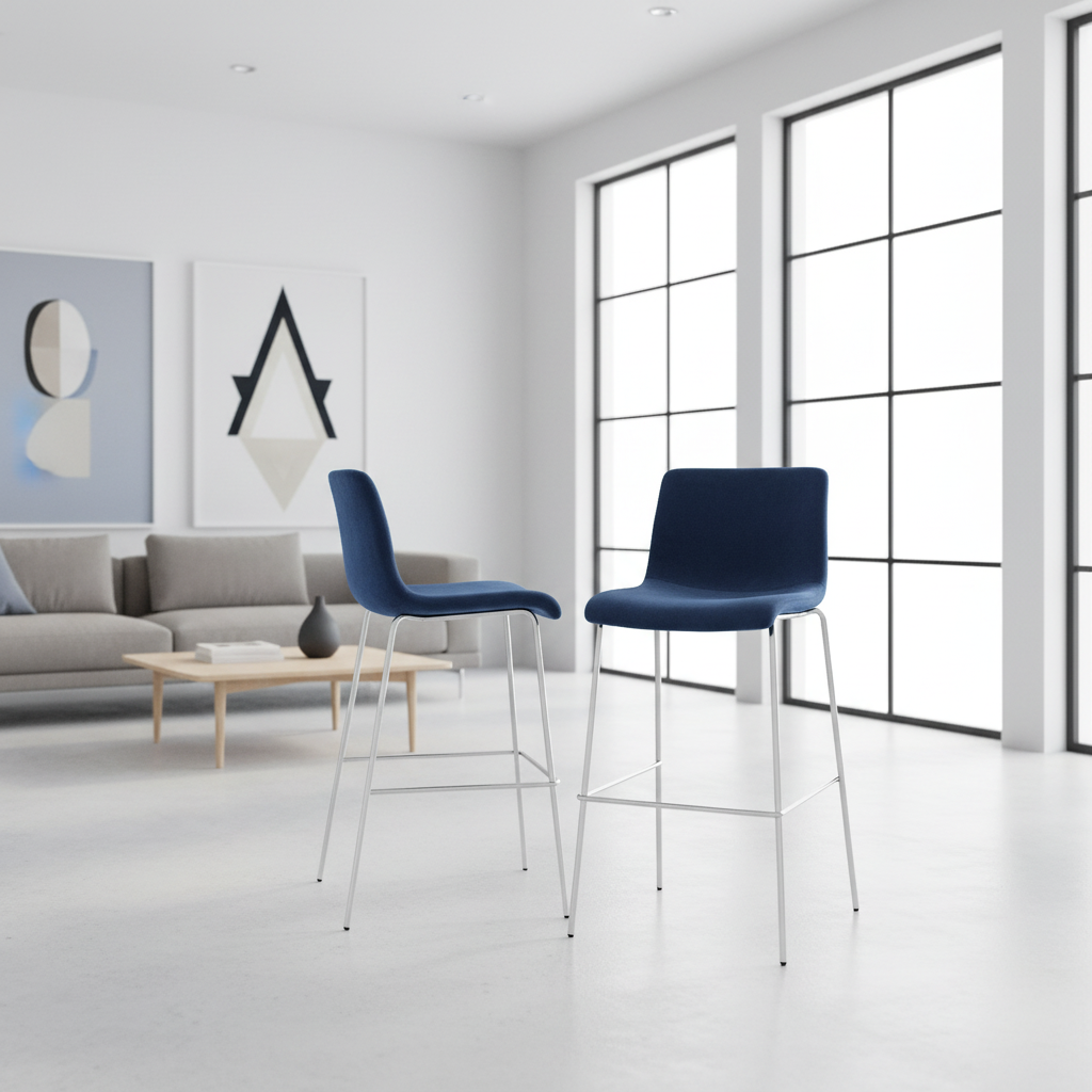 Barkruk met rugleuning modern velvet chroom - meerdere kleuren