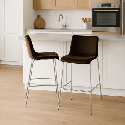 Barkruk met rugleuning modern velvet chroom - meerdere kleuren