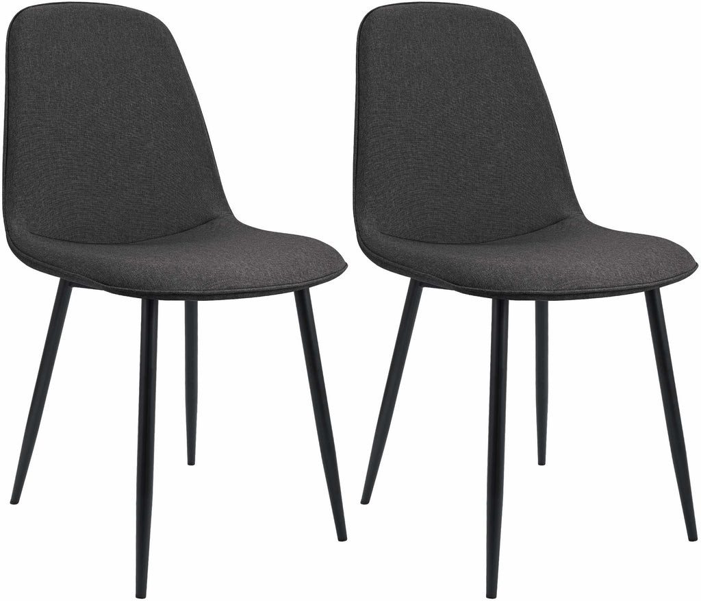 2 moderne stoelen set van stof met zwarte metalen poten - meerdere kleuren