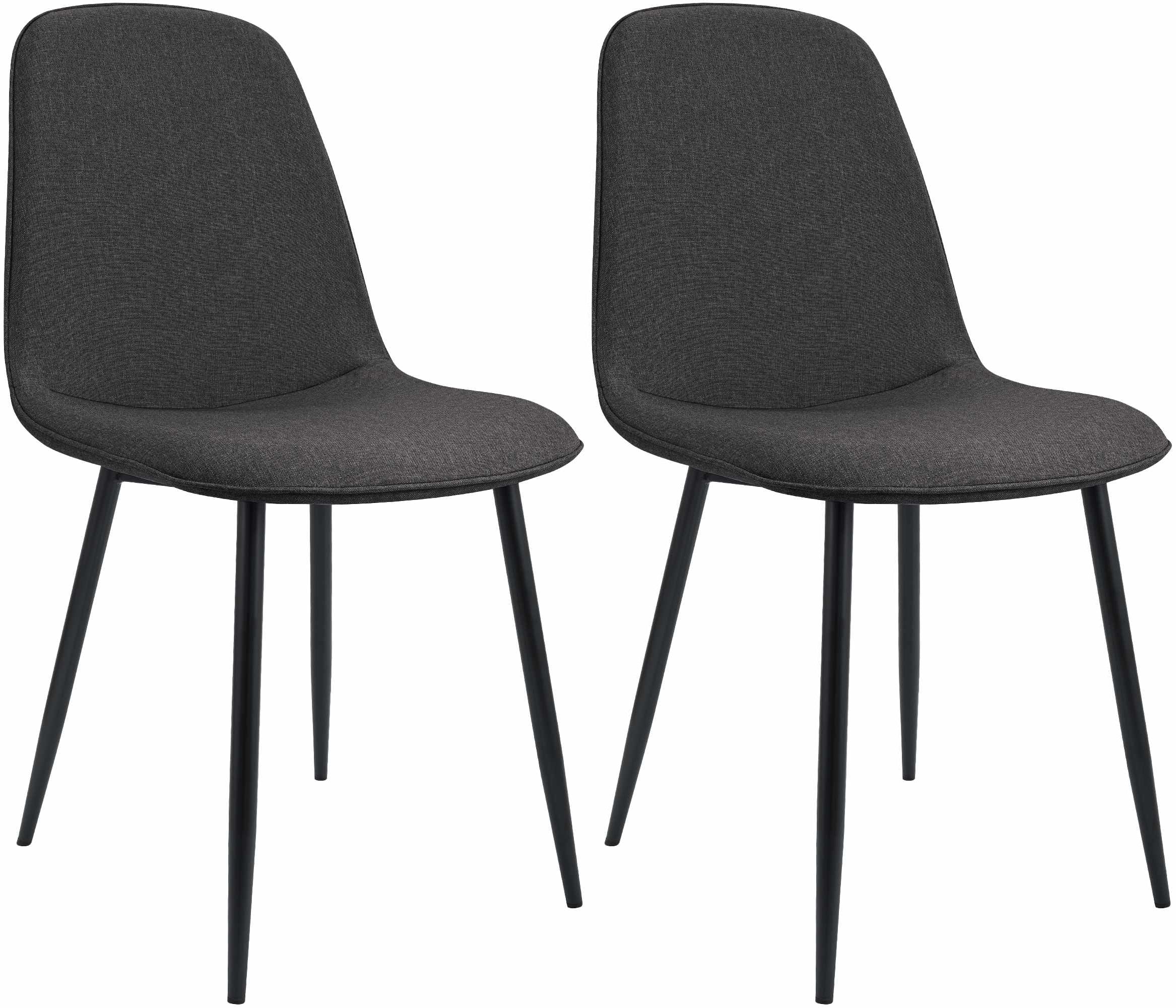 2 moderne stoelen set van stof met zwarte metalen poten - meerdere kleuren