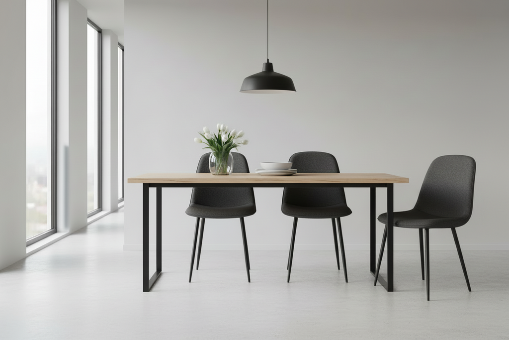 2 moderne stoelen set van stof met zwarte metalen poten - meerdere kleuren