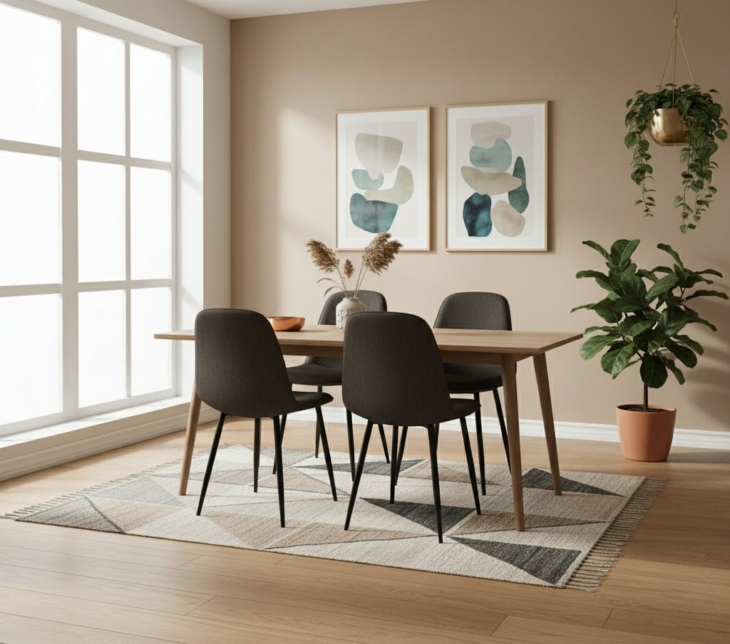 2 moderne stoelen set van stof met zwarte metalen poten - meerdere kleuren