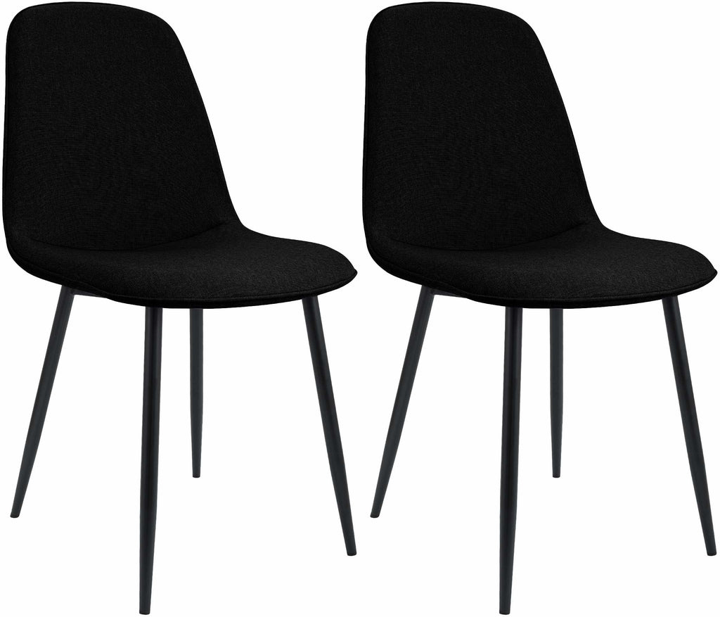 2 moderne stoelen set van stof met zwarte metalen poten - meerdere kleuren