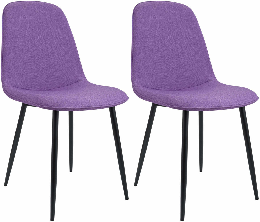 2 moderne stoelen set van stof met zwarte metalen poten - meerdere kleuren