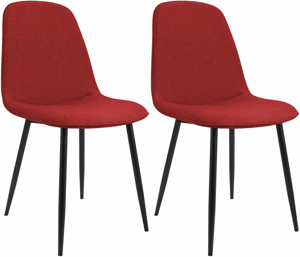 2 moderne stoelen set van stof met zwarte metalen poten - meerdere kleuren