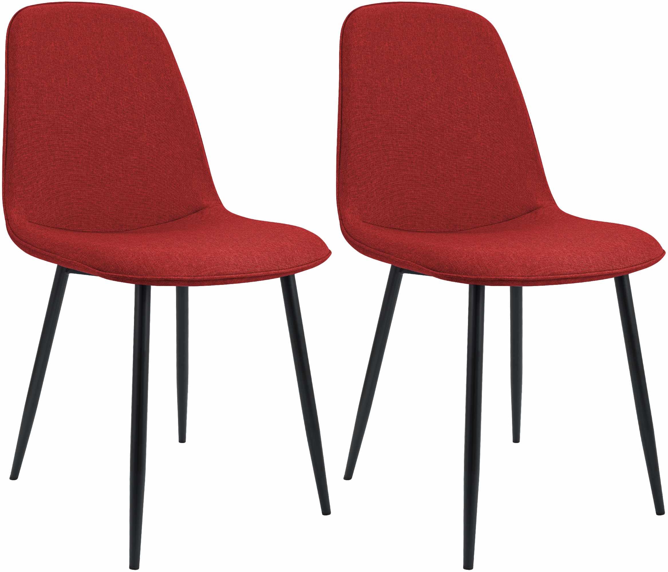 2 moderne stoelen set van stof met zwarte metalen poten - meerdere kleuren