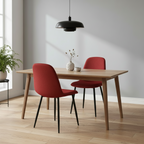 2 moderne stoelen set van stof met zwarte metalen poten - meerdere kleuren