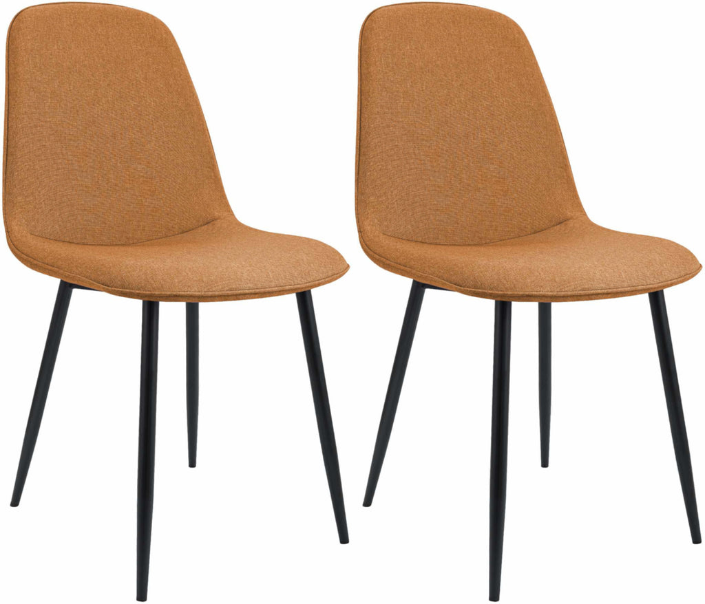 2 moderne stoelen set van stof met zwarte metalen poten - meerdere kleuren