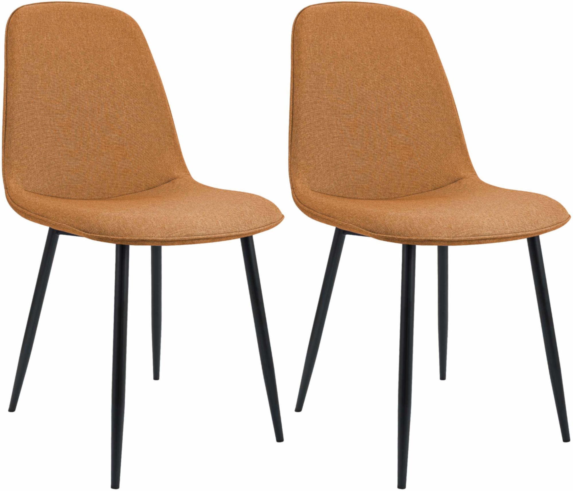 2 moderne stoelen set van stof met zwarte metalen poten - meerdere kleuren