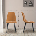 2 moderne stoelen set van stof met zwarte metalen poten - meerdere kleuren