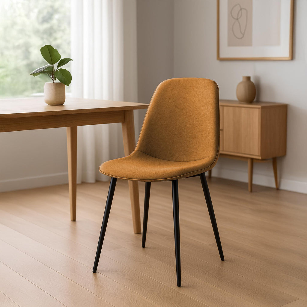 2 moderne stoelen set van stof met zwarte metalen poten - meerdere kleuren