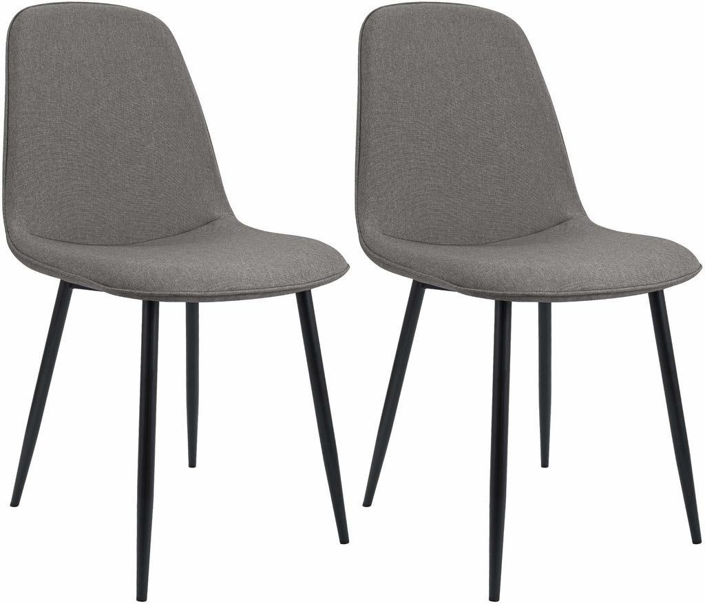 2 moderne stoelen set van stof met zwarte metalen poten - meerdere kleuren