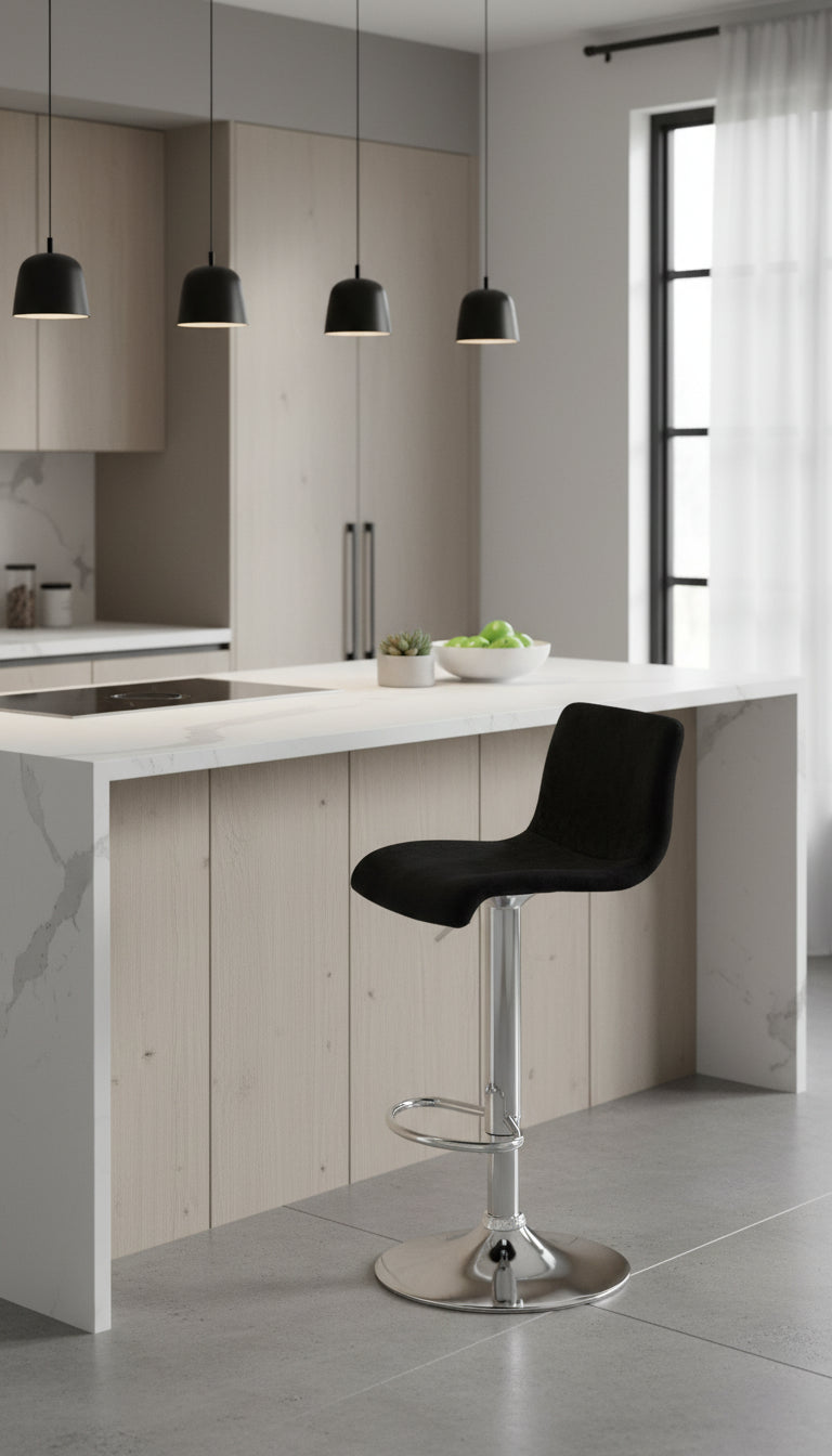 Barkruk draaibaar en verstelbaar met rugleuning modern velvet - meerdere kleuren