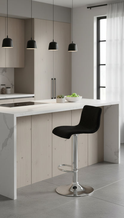 Barkruk draaibaar en verstelbaar met rugleuning modern velvet - meerdere kleuren