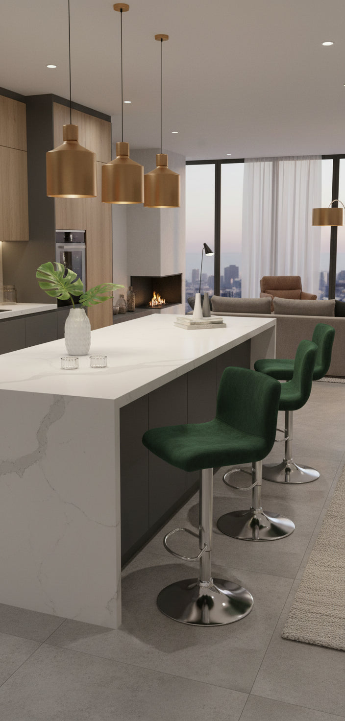 Barkruk draaibaar en verstelbaar met rugleuning modern velvet - meerdere kleuren