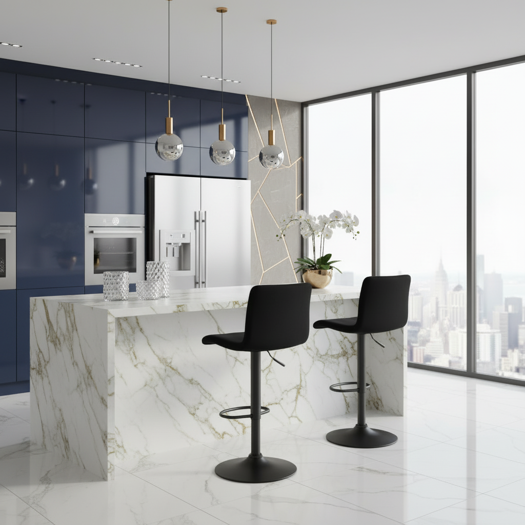 Barkruk draaibaar en verstelbaar met rugleuning modern velvet - meerdere kleuren