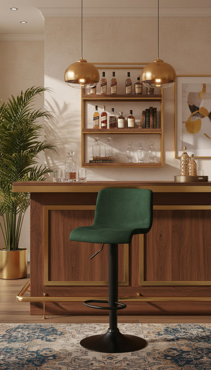 Barkruk draaibaar en verstelbaar met rugleuning modern velvet - meerdere kleuren