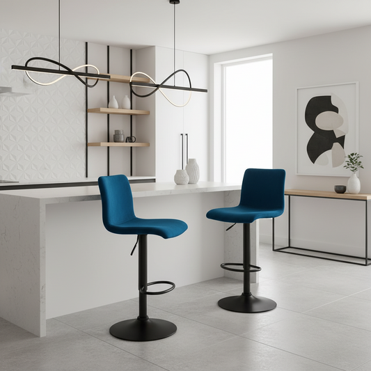 Barkruk draaibaar en verstelbaar met rugleuning modern velvet - meerdere kleuren