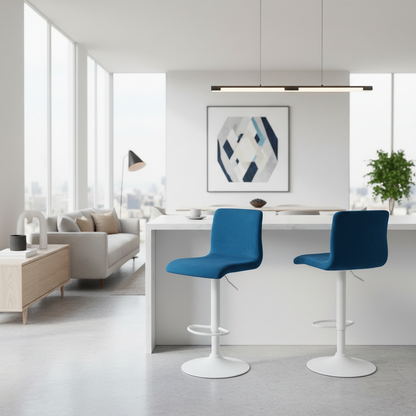 Barkruk draaibaar en verstelbaar met rugleuning modern velvet - meerdere kleuren