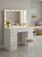 Moderne Hollywood kaptafel met spiegel en LED verlichting - wit