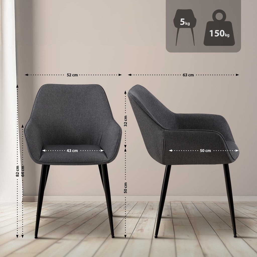 Eetkamerstoel ergonomisch met armleuning - meerdere kleuren