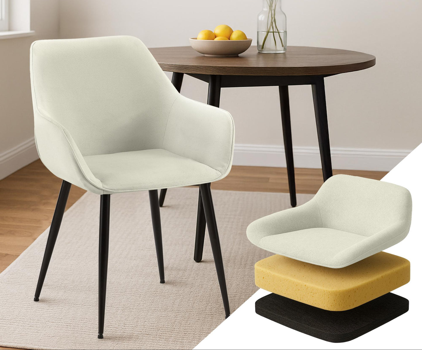 Eetkamerstoel ergonomisch met armleuning - meerdere kleuren