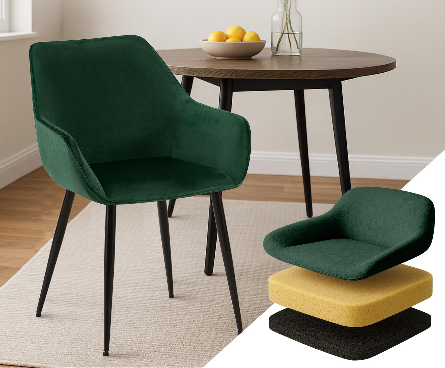 Eetkamerstoel ergonomisch met armleuning - meerdere kleuren