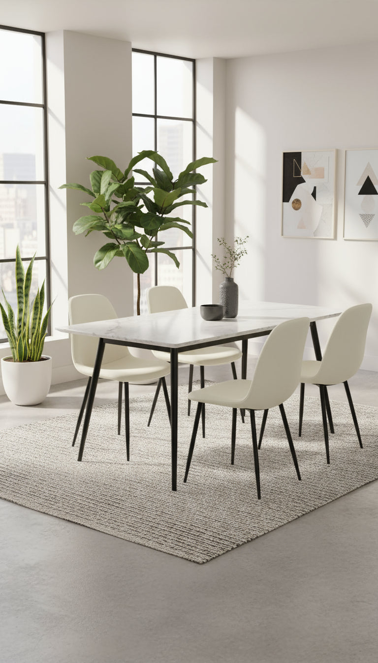 2 moderne stoelen set van stof met zwarte metalen poten - meerdere kleuren