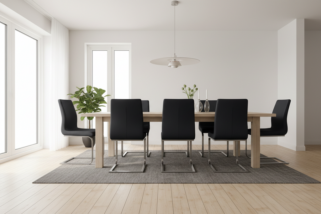 Design eetkamerstoel Freischwinger van duurzaam kunstleer en metaal - meerdere kleuren