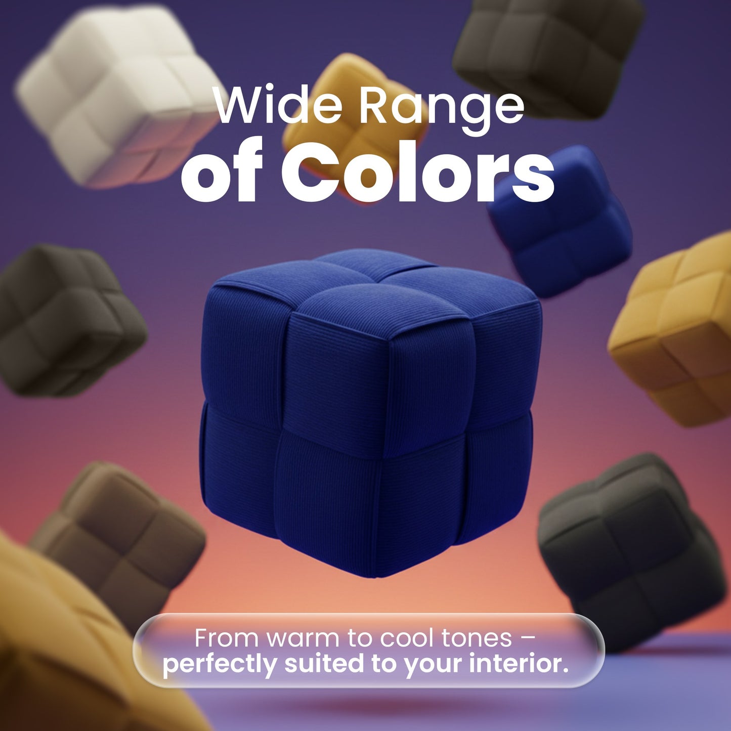 Trendy poef corduroy vierkant - meerdere kleuren