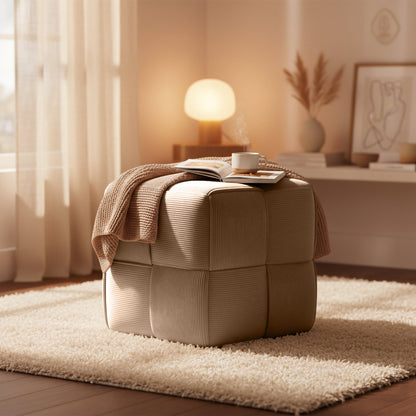 Trendy poef corduroy vierkant - meerdere kleuren