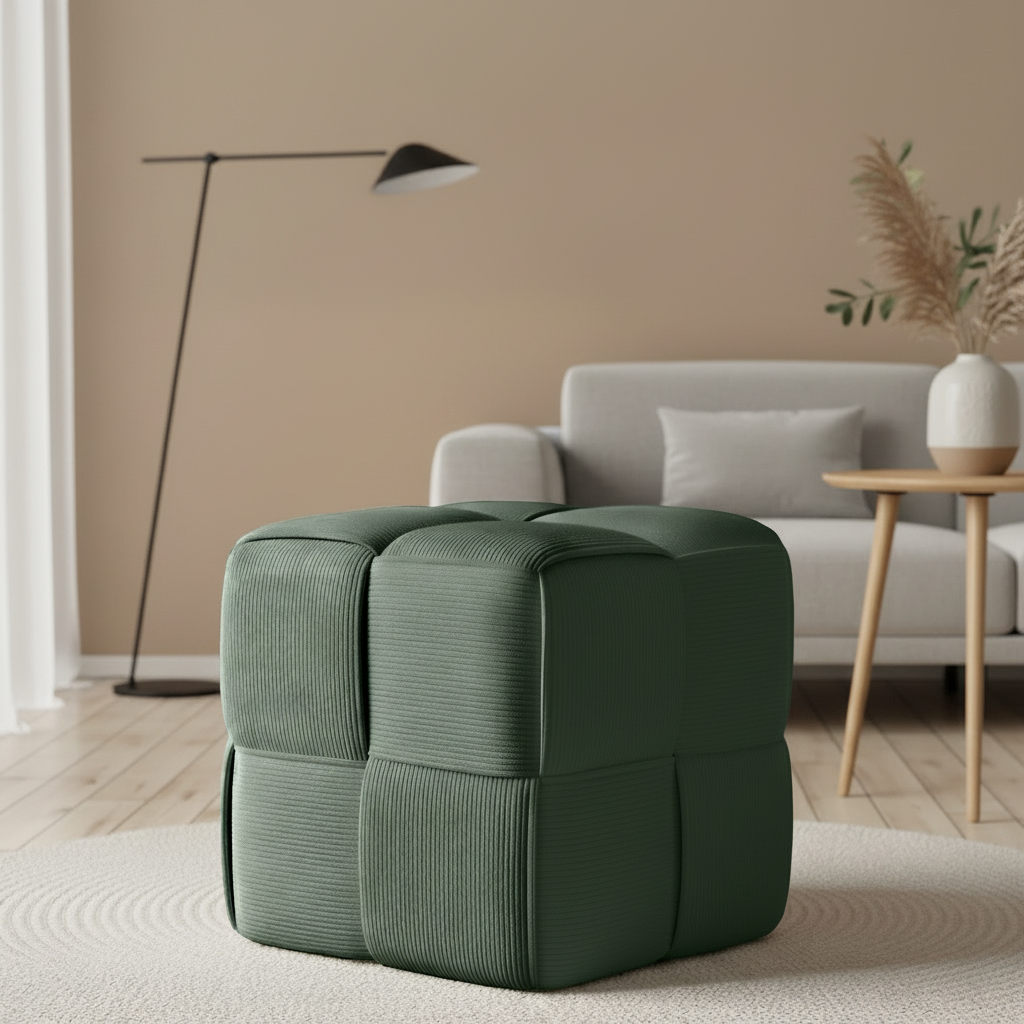 Trendy poef corduroy vierkant - meerdere kleuren