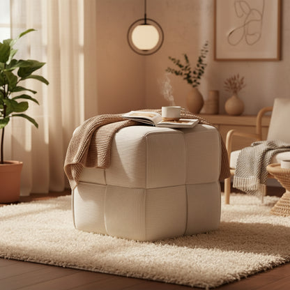 Trendy poef corduroy vierkant - meerdere kleuren