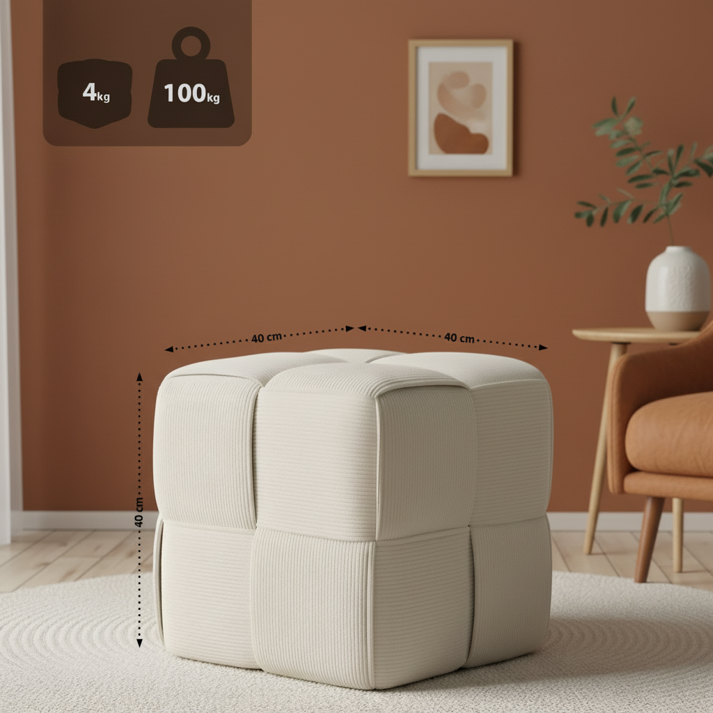 Trendy poef corduroy vierkant - meerdere kleuren