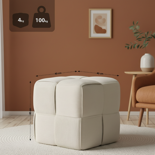 Trendy poef corduroy vierkant - meerdere kleuren