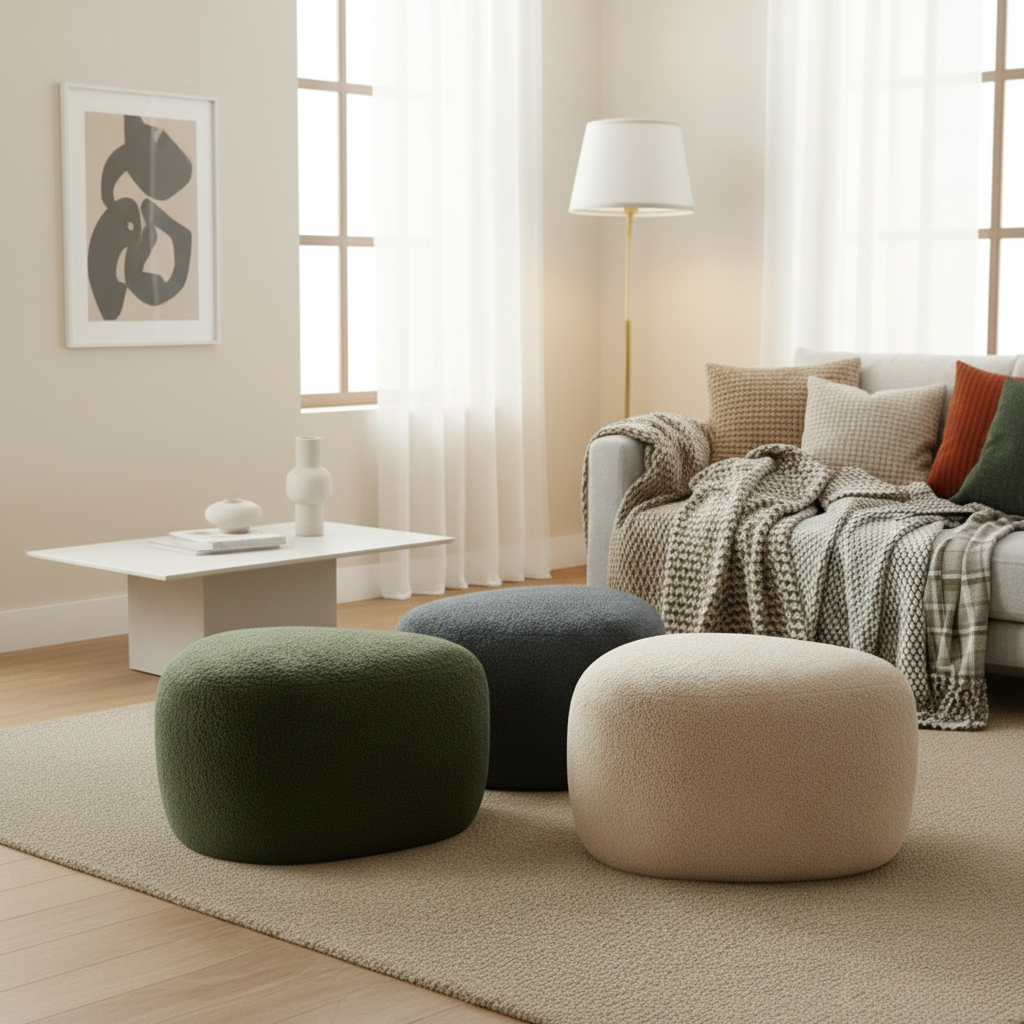 Design organische poef ovaal - meerdere kleuren