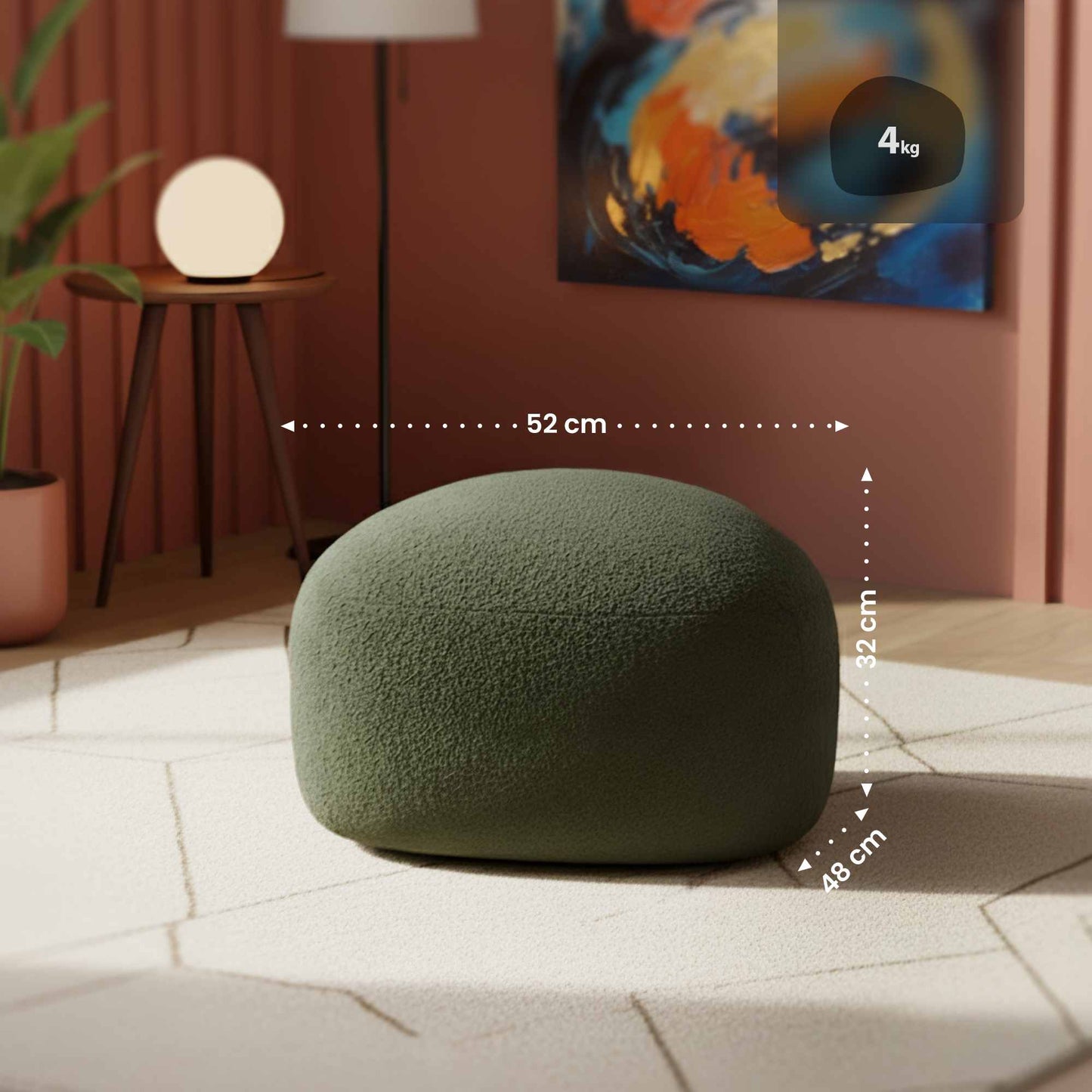 Design organische poef ovaal - meerdere kleuren