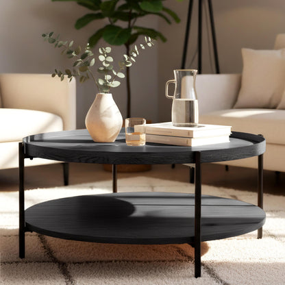 Salontafel rond met opbergruimte hout - meerdere kleuren en maten