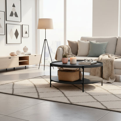 Salontafel rond met opbergruimte hout - meerdere kleuren en maten