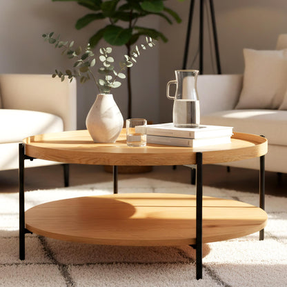 Salontafel rond met opbergruimte hout - meerdere kleuren en maten