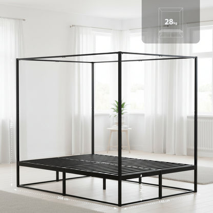 Hemelbed modern metaal zwart - meerdere maten