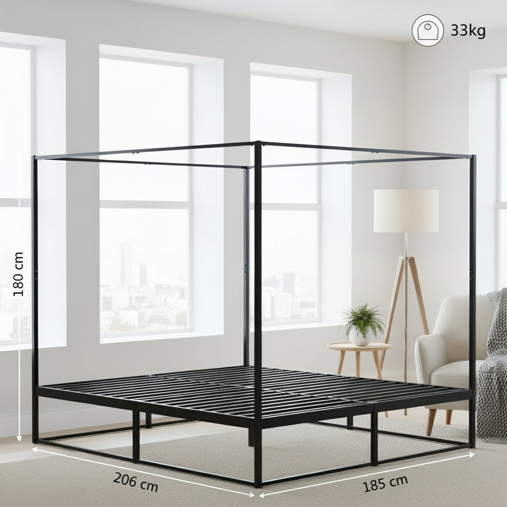 Hemelbed modern metaal zwart - meerdere maten