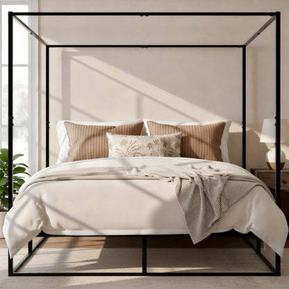 Hemelbed modern metaal zwart - meerdere maten