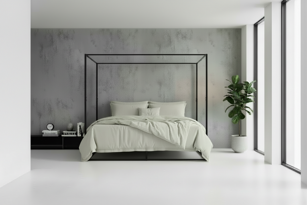 Hemelbed modern metaal zwart - meerdere maten