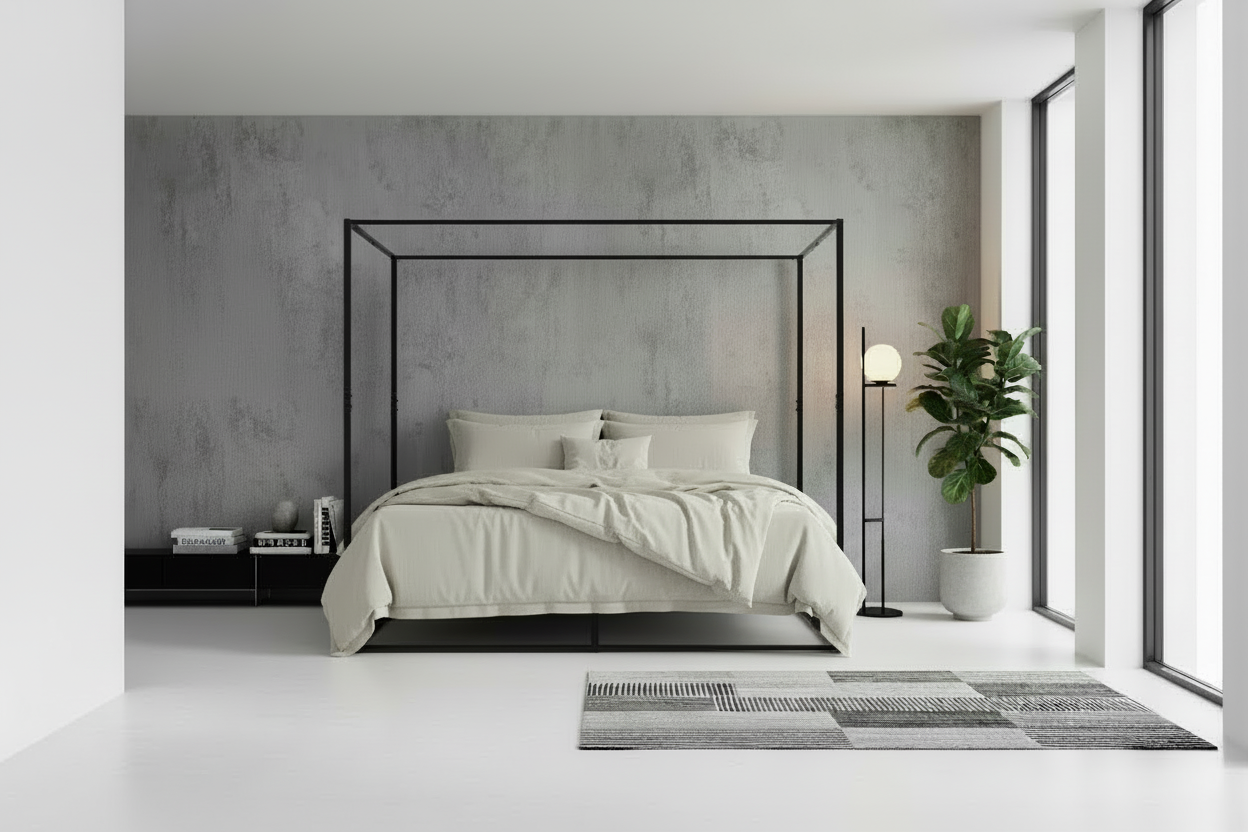 Hemelbed modern metaal zwart - meerdere maten