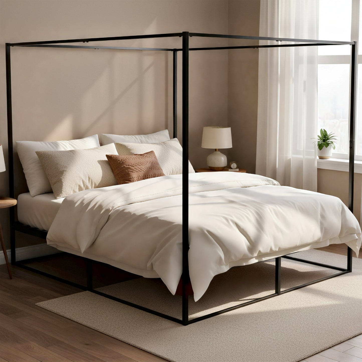 Hemelbed modern metaal zwart - meerdere maten