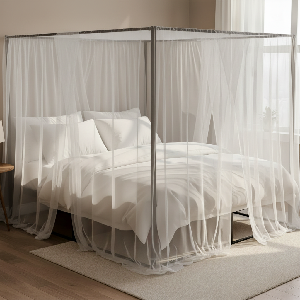 Hemelbed modern metaal zwart - meerdere maten