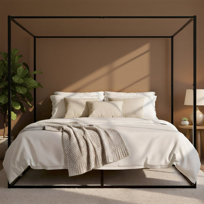 Hemelbed modern metaal zwart - meerdere maten