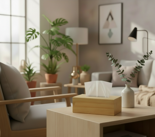 Tissue doos van bamboe - bruin