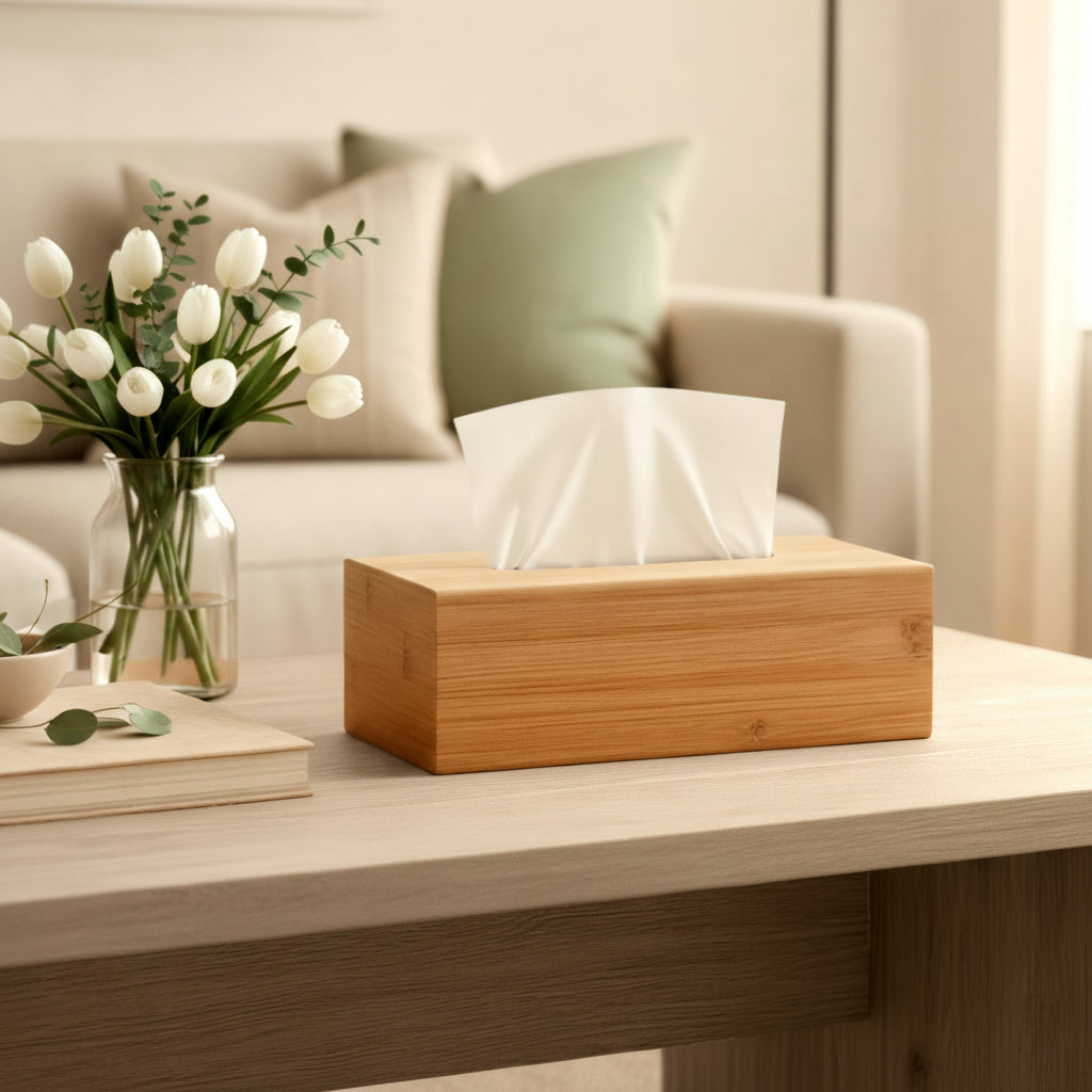 Tissue doos van bamboe - bruin